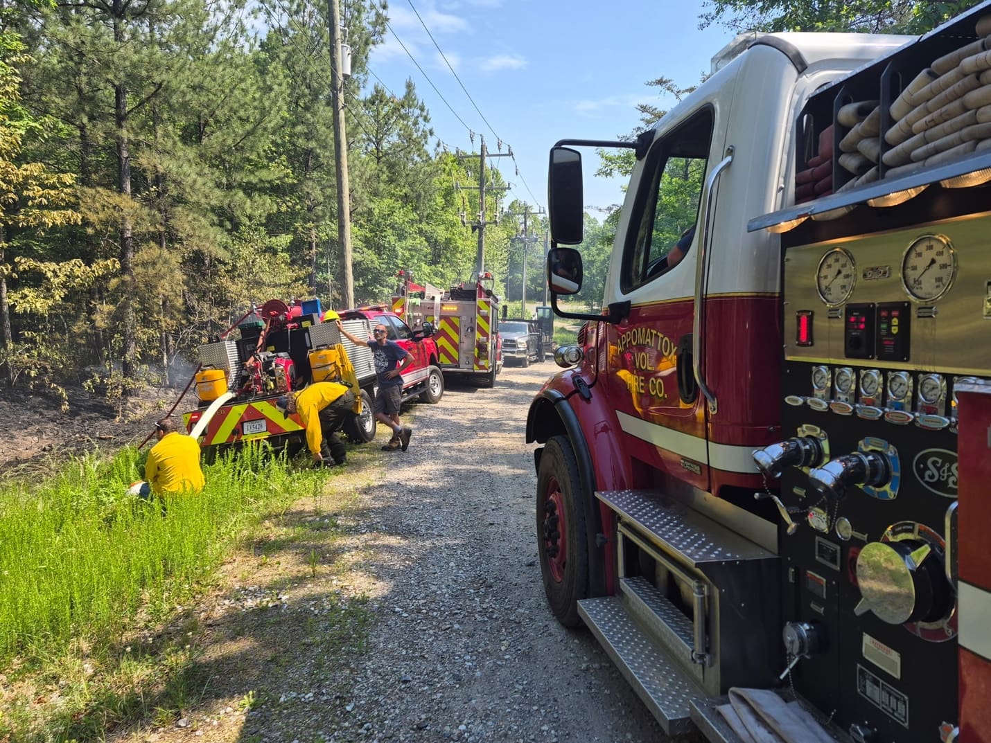 Appomattox Volunteer Fire Department apparatus staged at the Energix solar farm