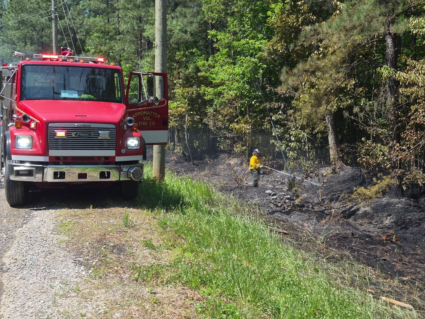 Appomattox Volunteer Fire Department brush unit staged at the Energix solar farm